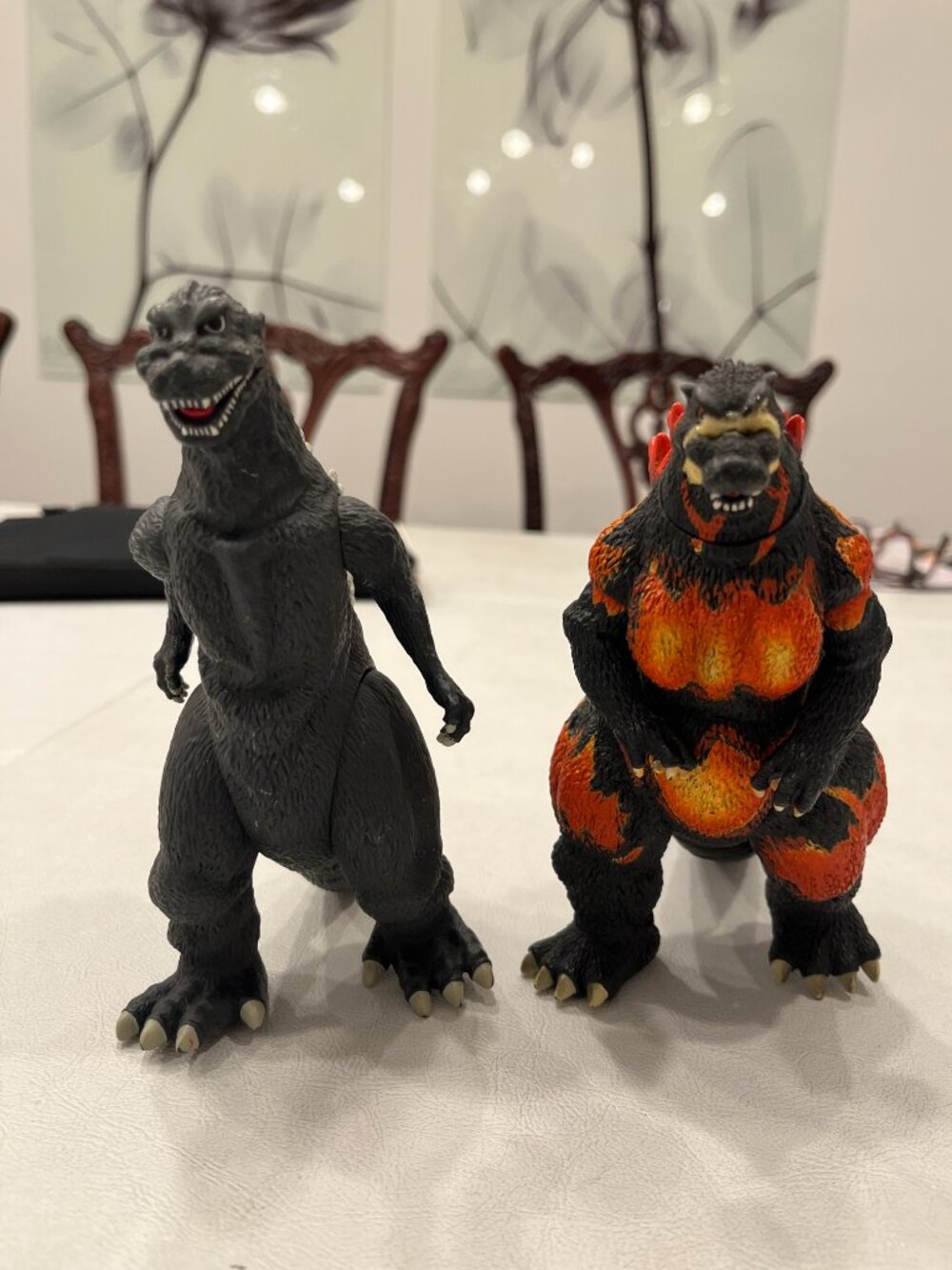LOT OF TWO Posable Dinosaurs - 2002 Bandai Toho and Burning Godzilla